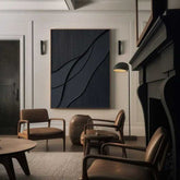 Handmade Luxury Black 3D Texture Painting Modern Minimalist Wall Art | Yedwo